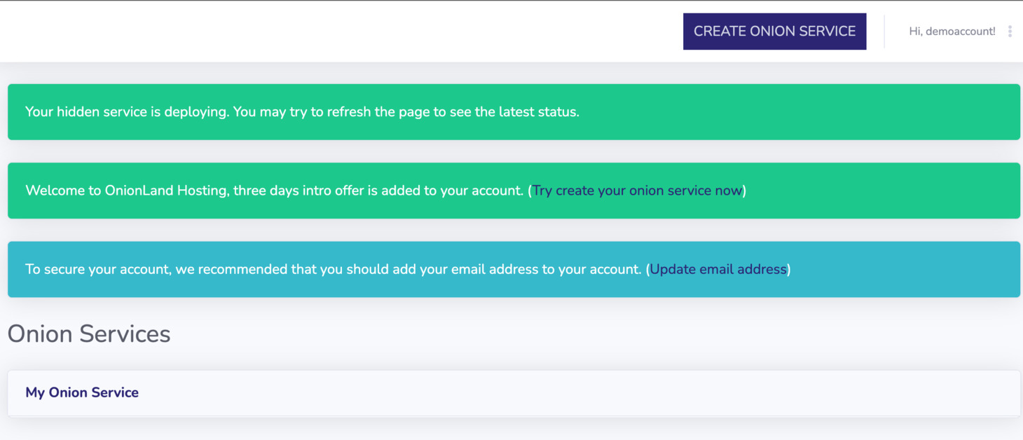 You will be redirected to the Onion Services page.