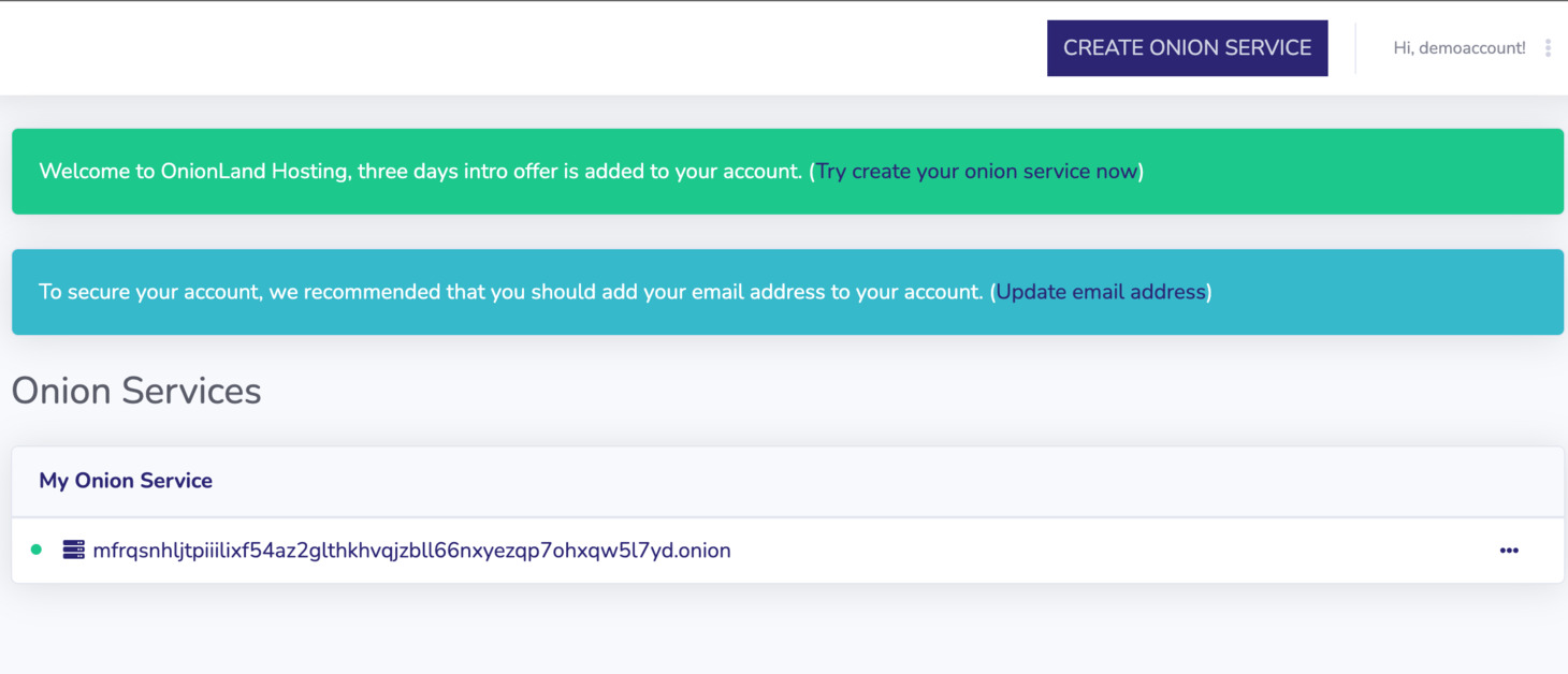 The color indicator will be changed from red to green. It means your onion service is ready.