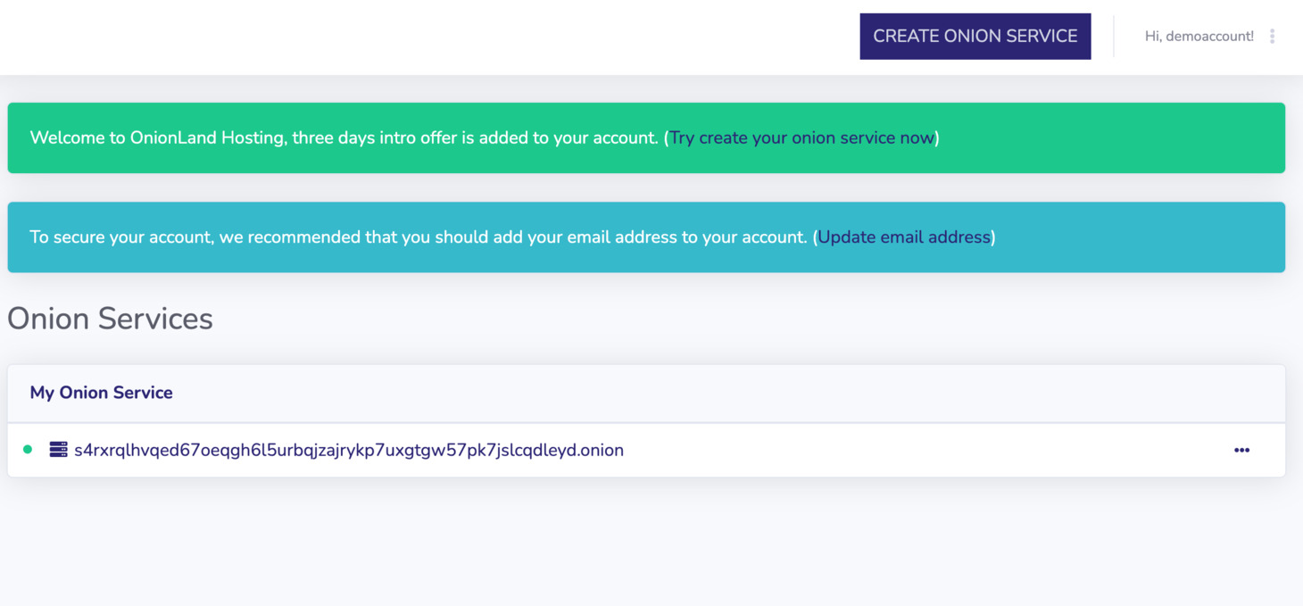 The color indicator will be changed from red to green. It means your onion service is ready.