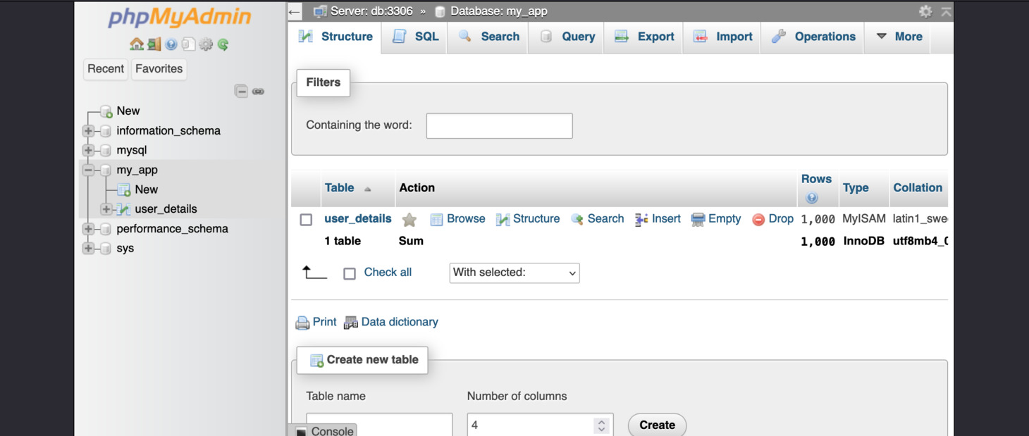 First, to export your database information from other data source, you can use phpMyAdmin. Click the table that you want to migrate.