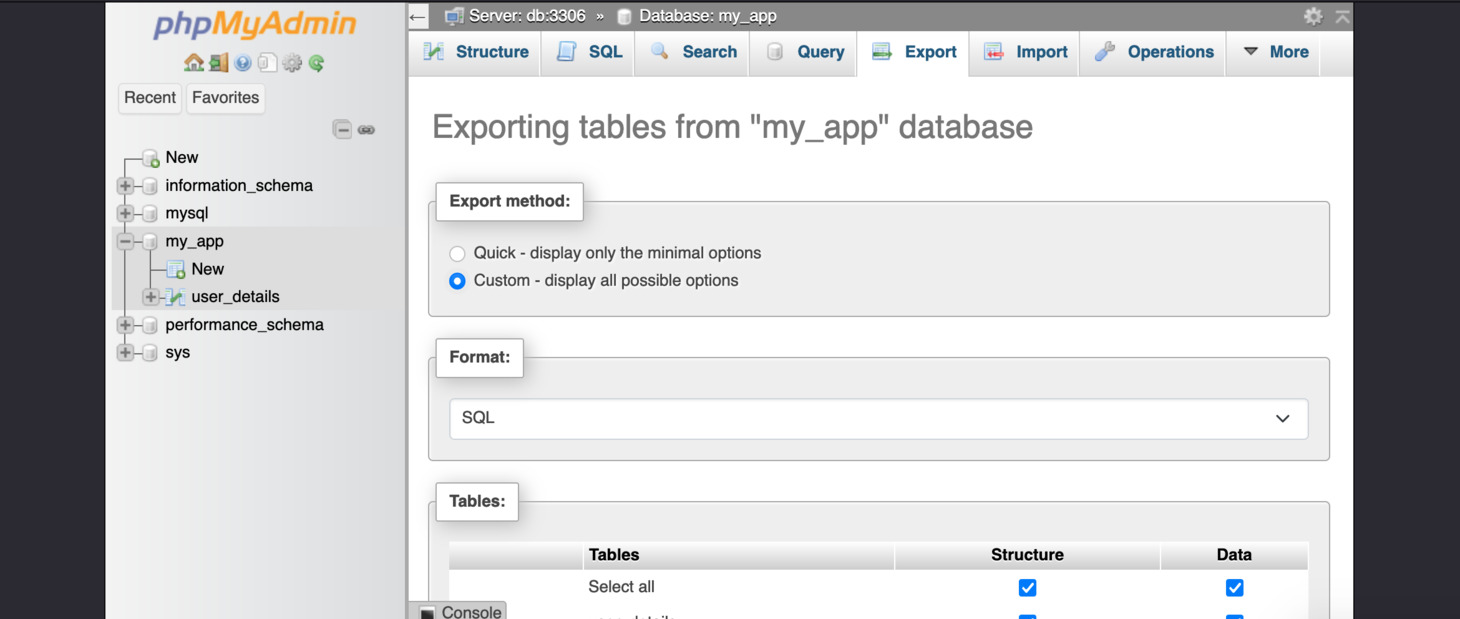 In the Export method: section, click Custom