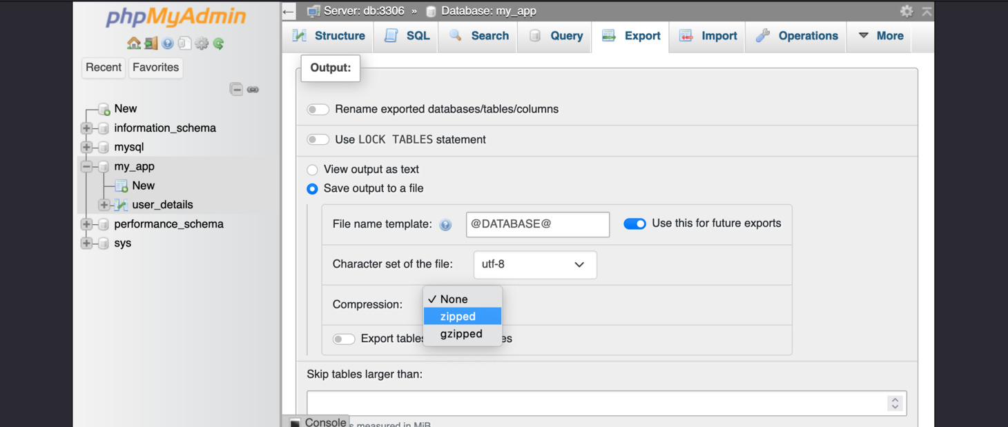 Scroll to the Output: section, for compression, select zipped