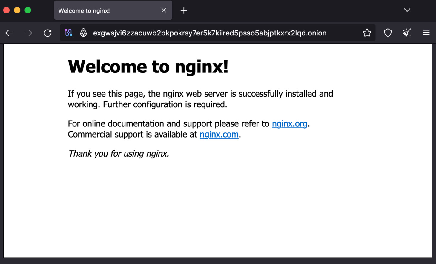 You should see a welcome message of your NGINX server: